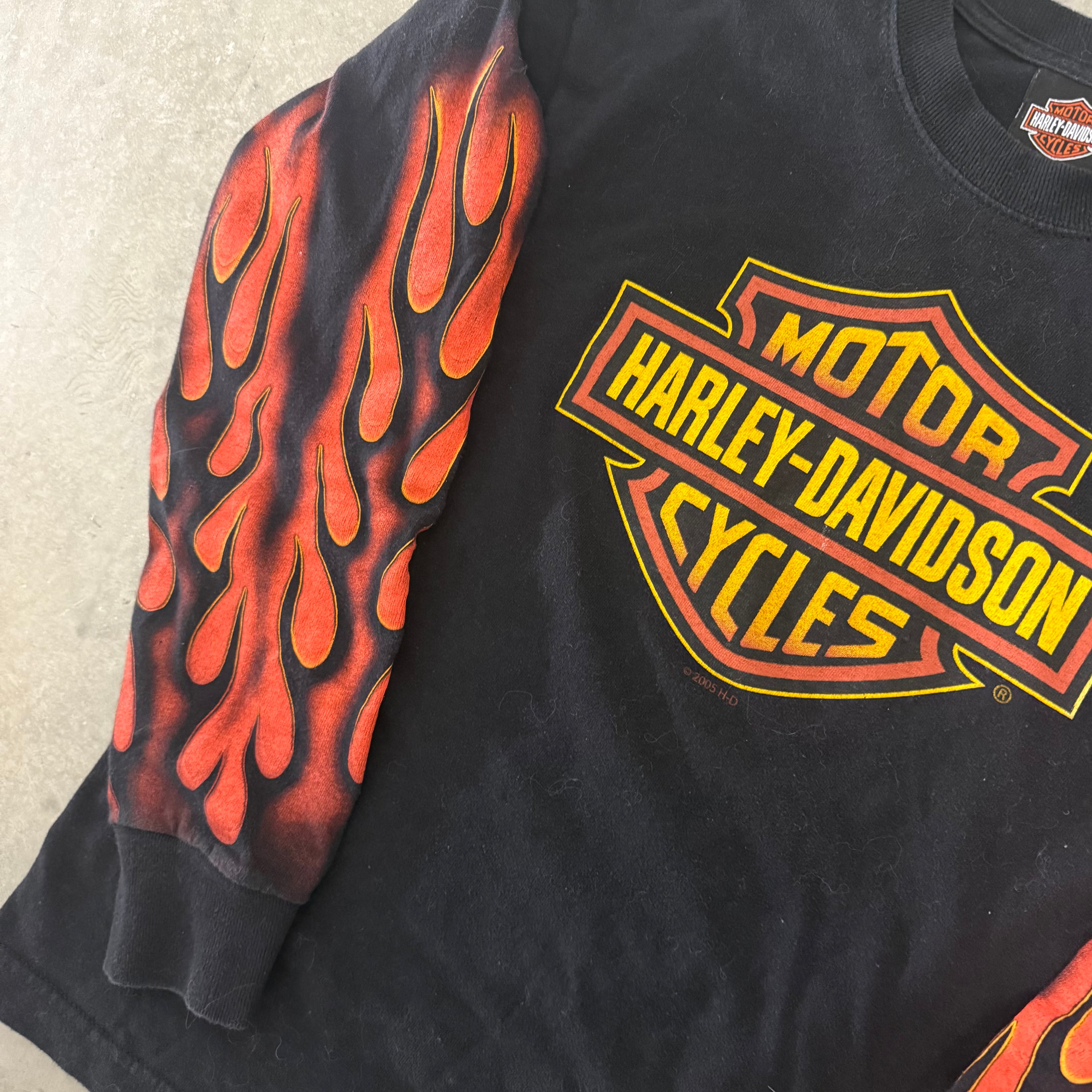 Harley Davidson Inferno all over print flame long sleeve grail Small