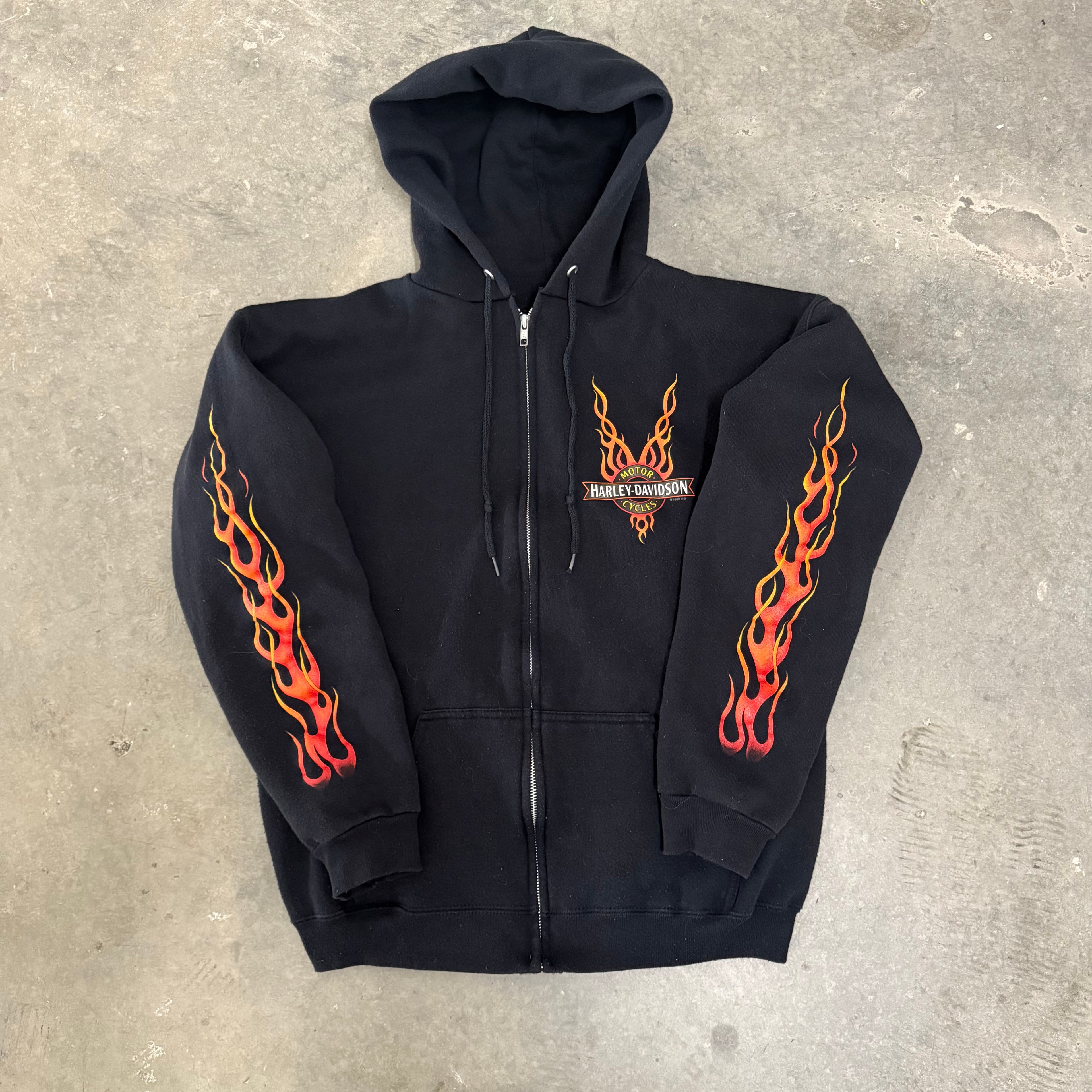 Harley Davidson grail feel the heat flame zip up 90’s Large