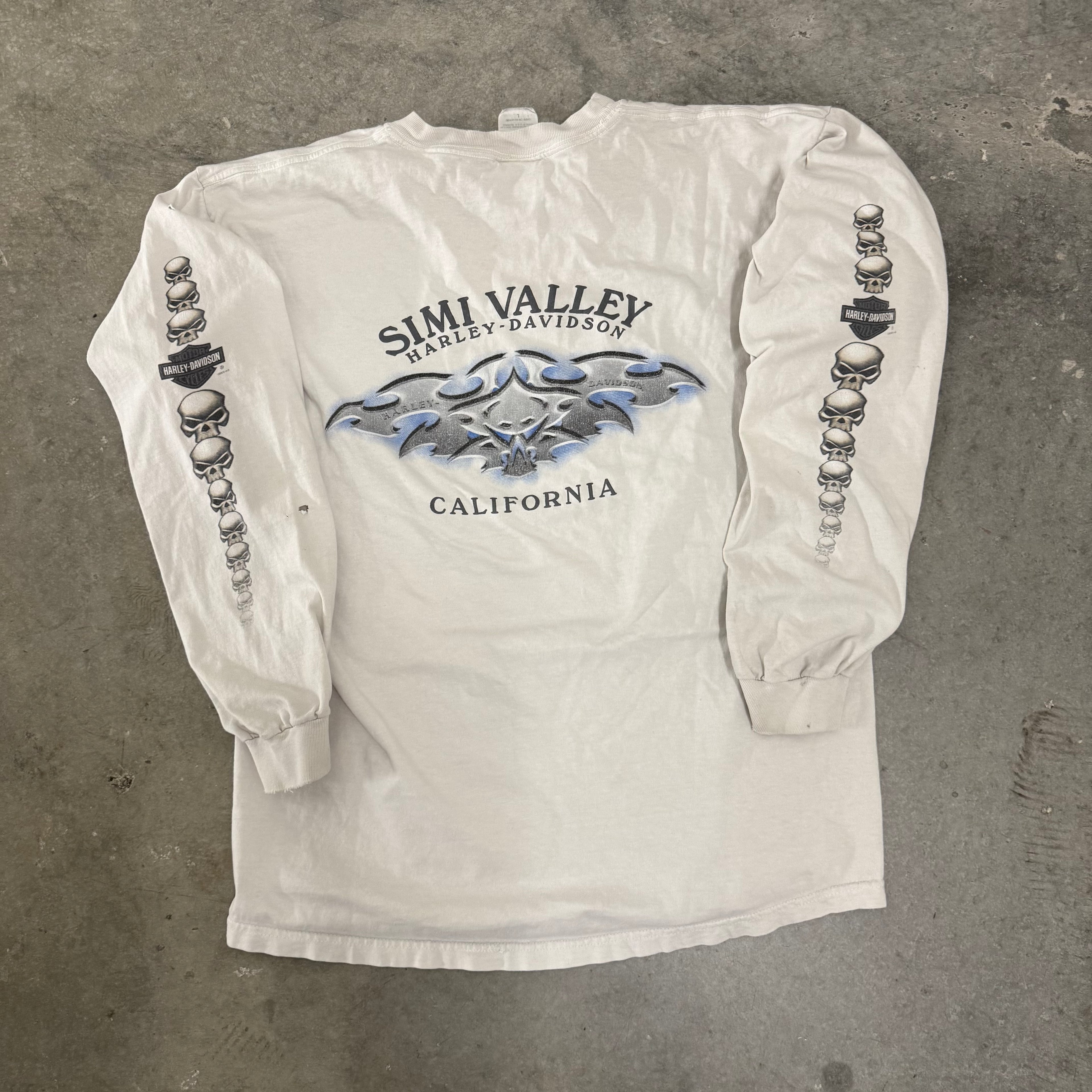Harley Davidson skull hit long sleeve vintage large