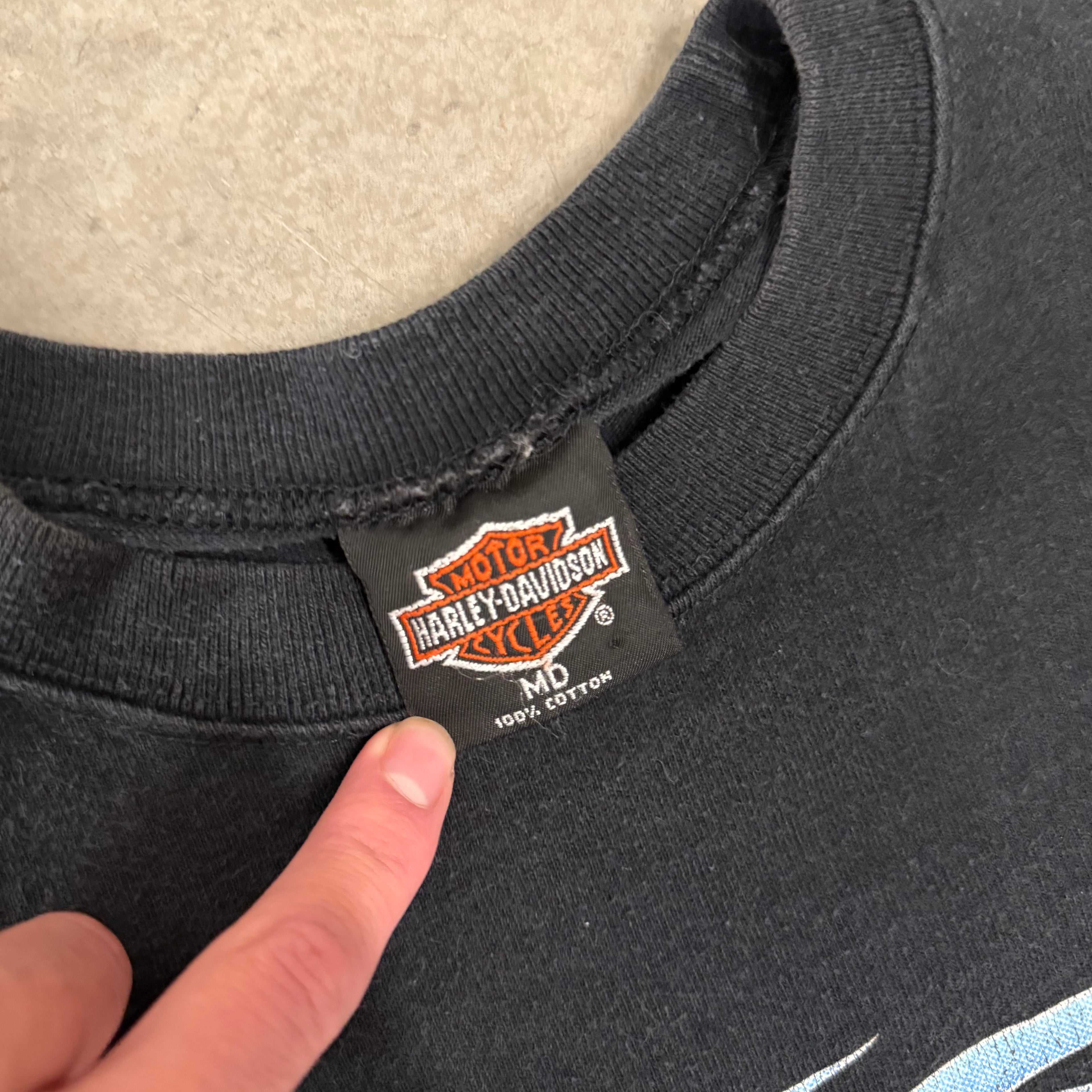 Harley Davidson 80’s blue flame ball long sleeve Medium