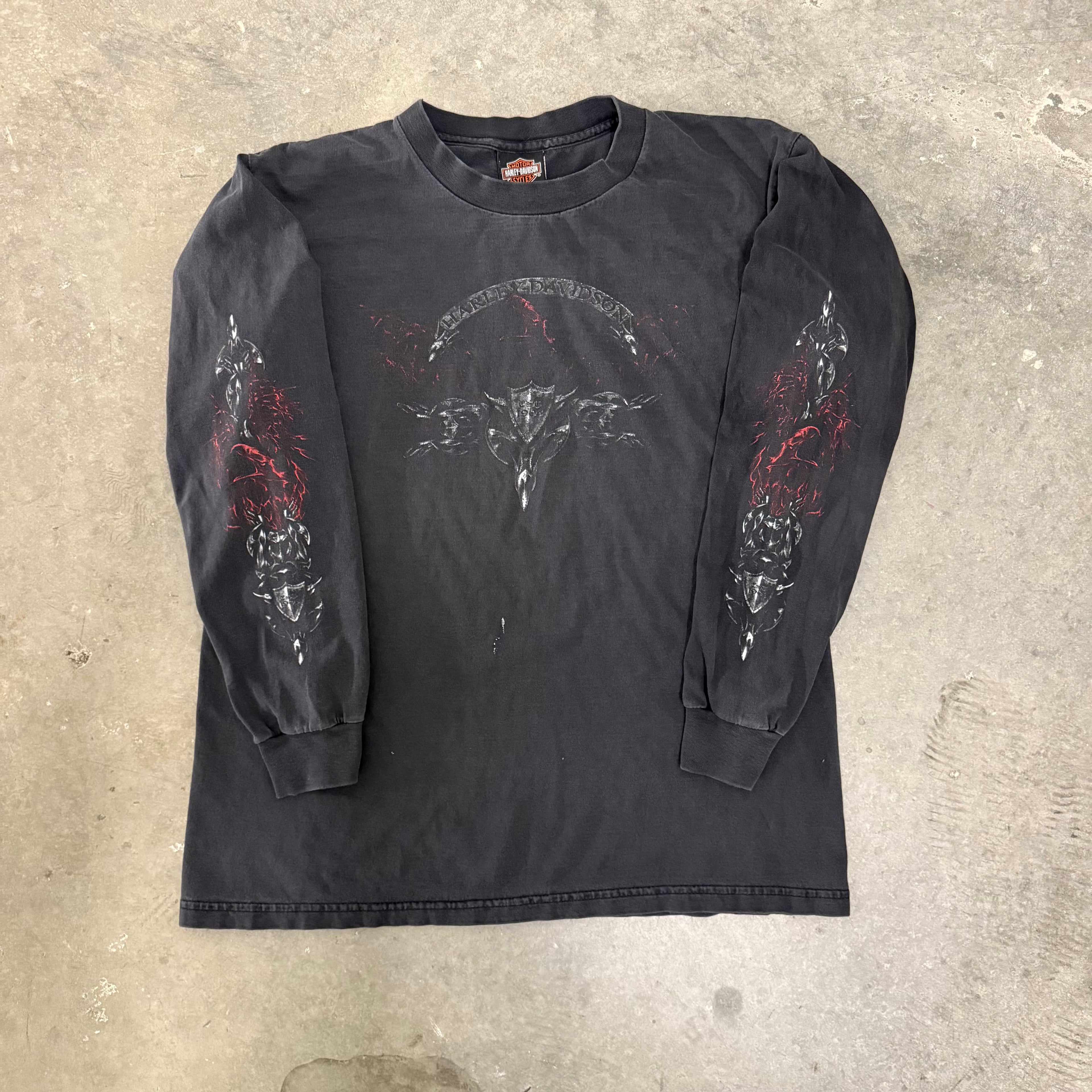 Harley Davidson vintage flame gothic sword long sleeve Large