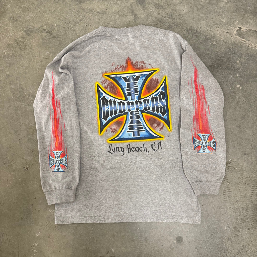 West coast choppers cross red flame long sleeve XL