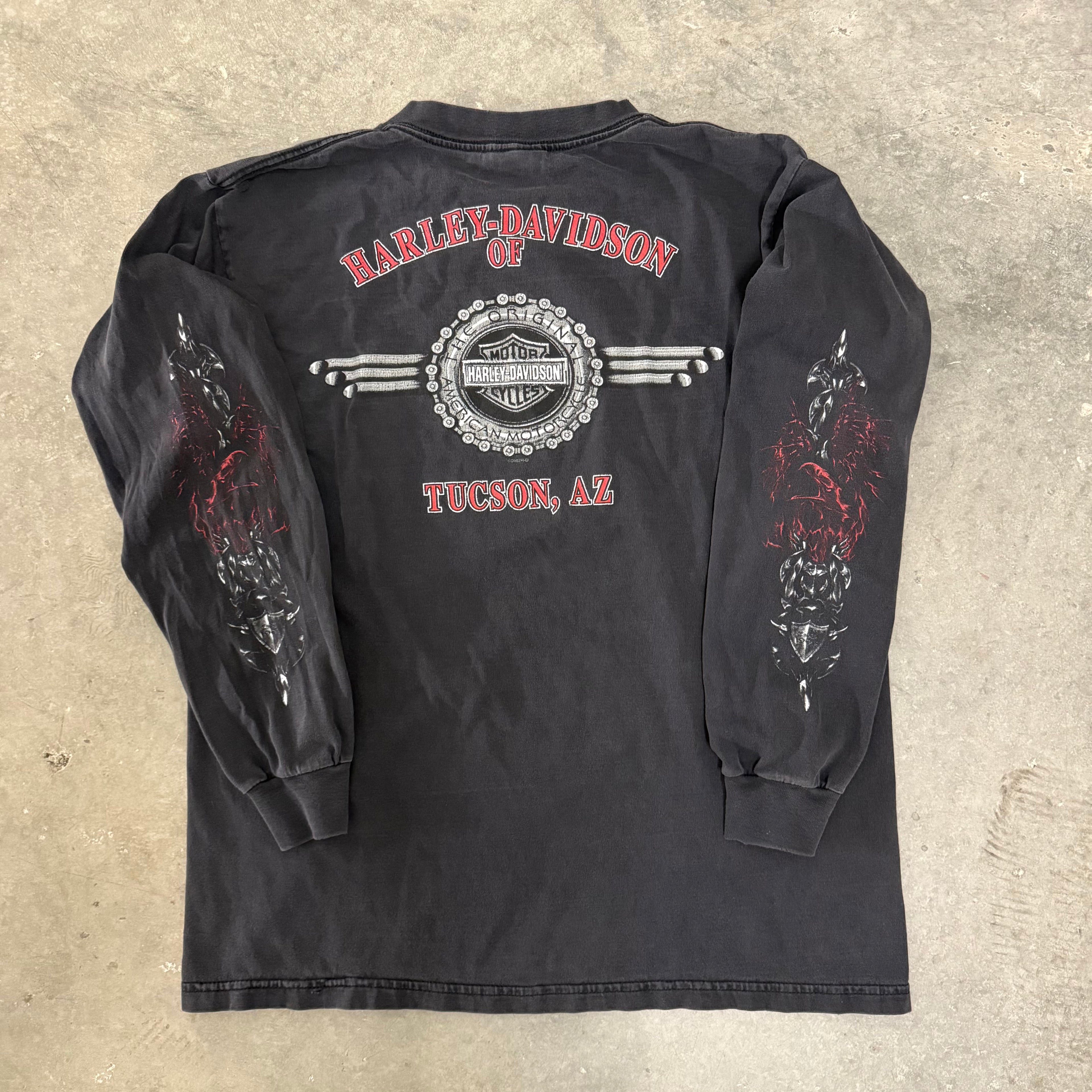 Harley Davidson vintage flame gothic sword long sleeve Large