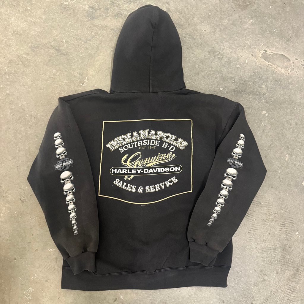 Harley Davidson vintage skull hit zip up hoodie large