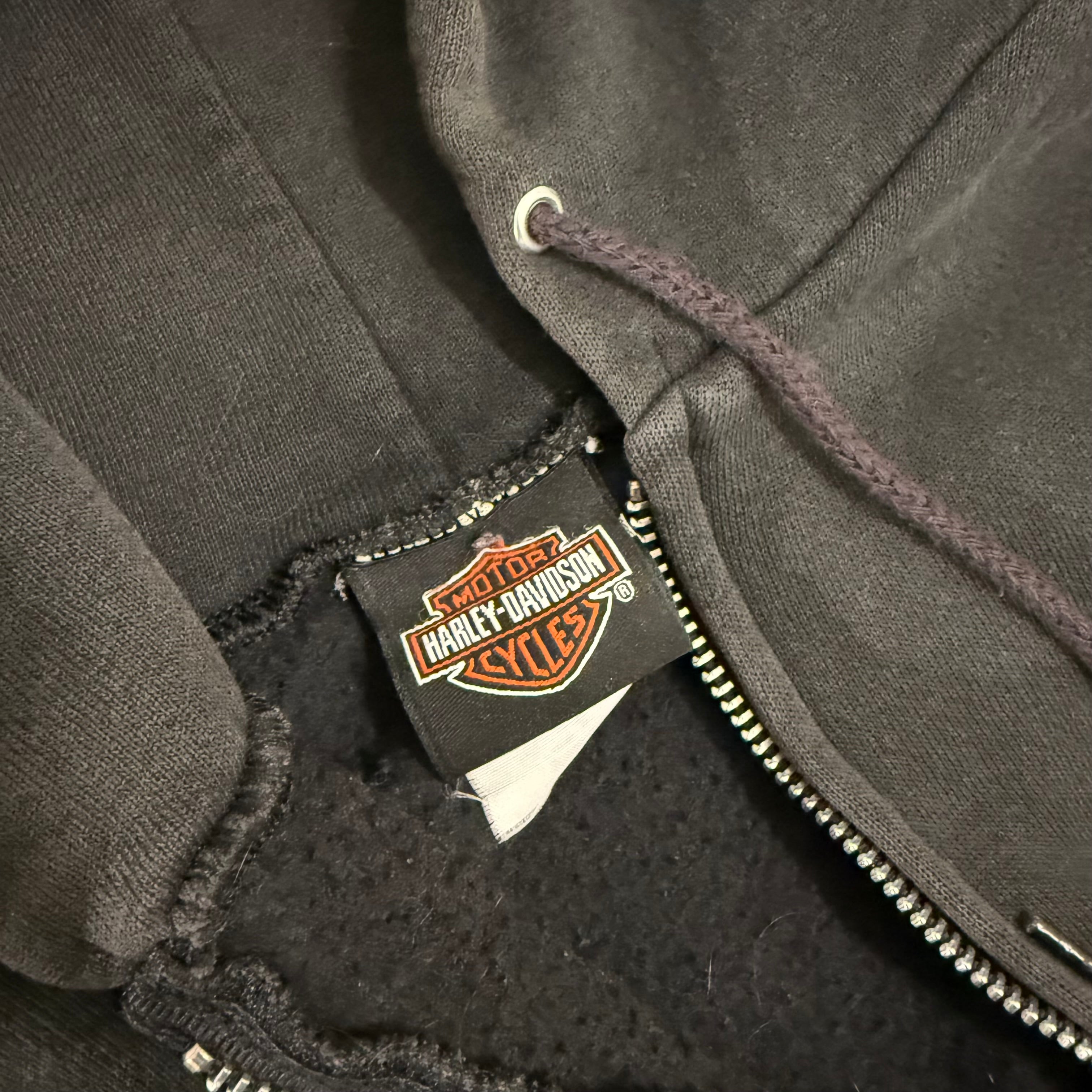 Harley Davidson vintage skull hit zip up hoodie large