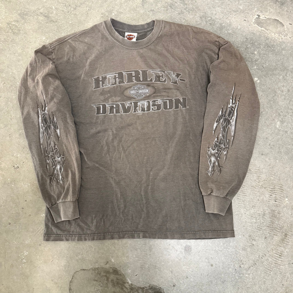 Harley Davidson vintage dragon metallic Y2K flame long sleeve XL