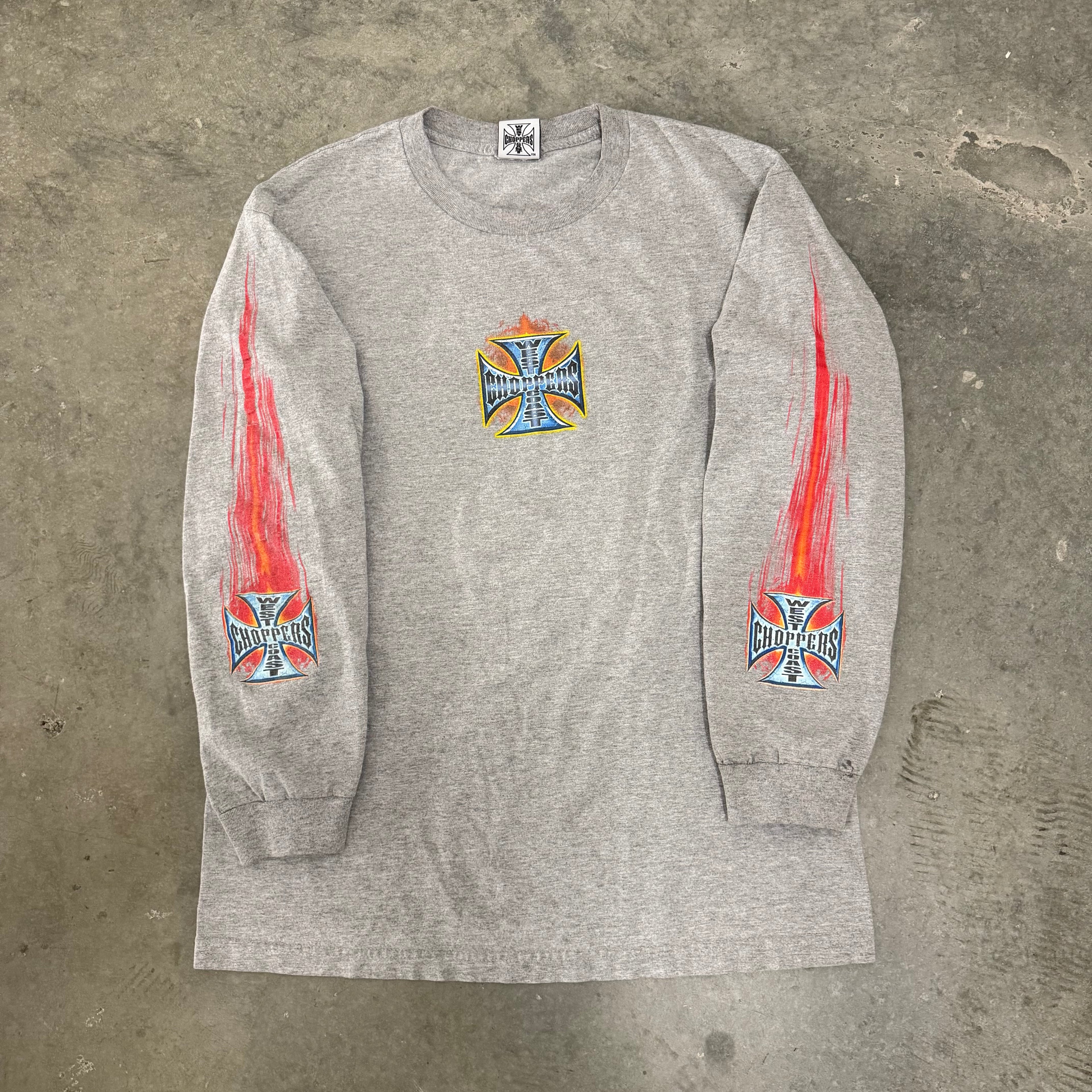 West coast choppers cross red flame long sleeve XL