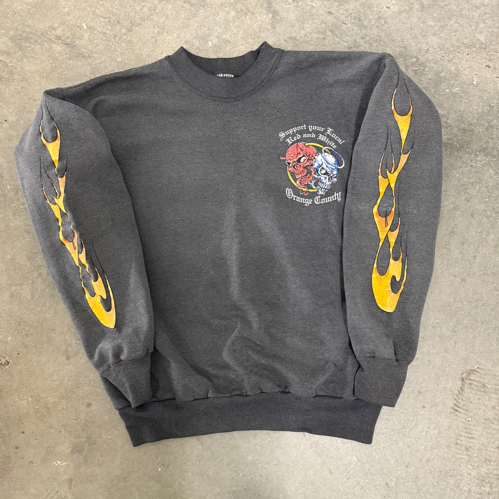 Hells angels flame sleeve crewneck vintage 90’s