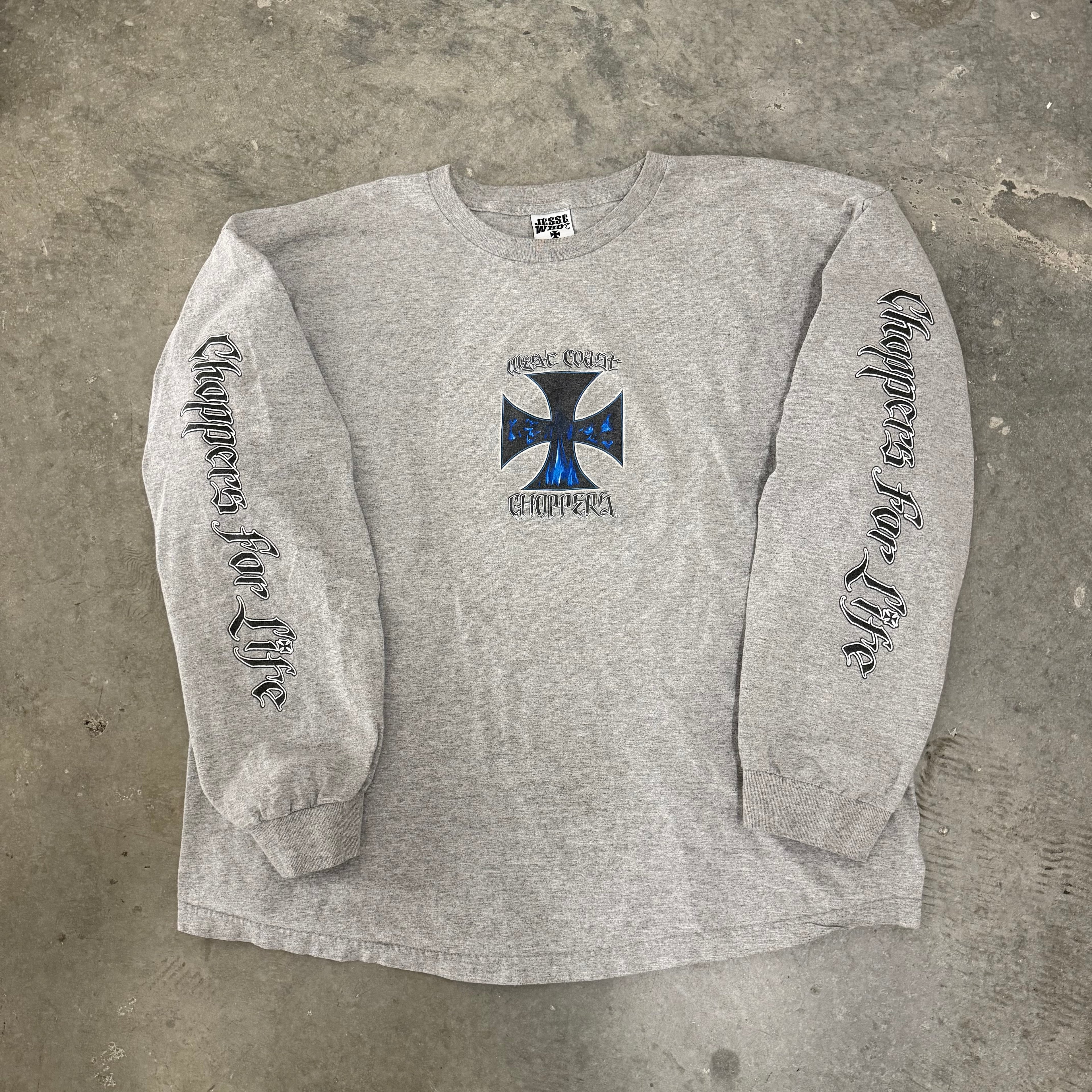 West coast choppers grail skull blue flame “choppers for life” XL