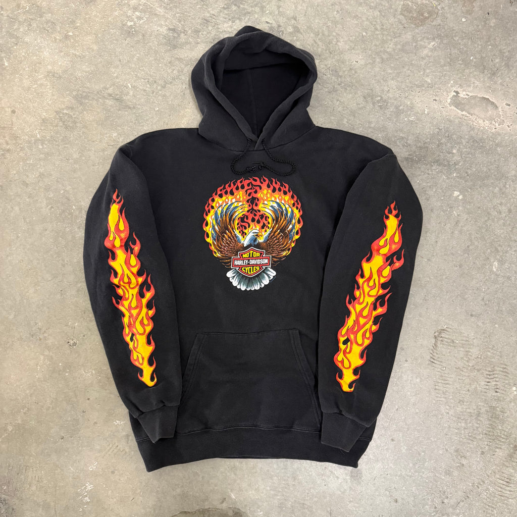 Harley Davidson GRAIL Eagle flame hoodie 90’s Large