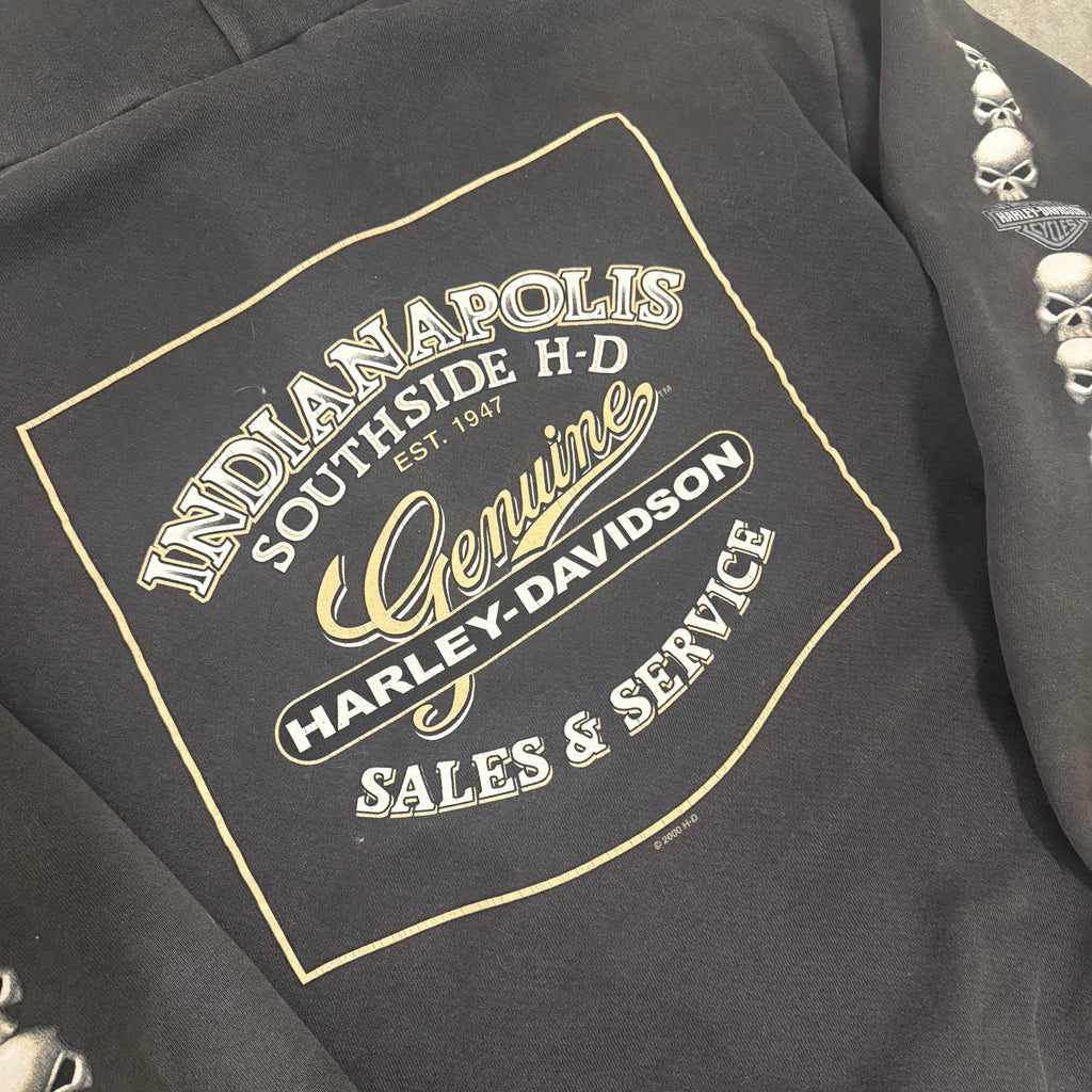 Harley Davidson vintage skull hit zip up hoodie large