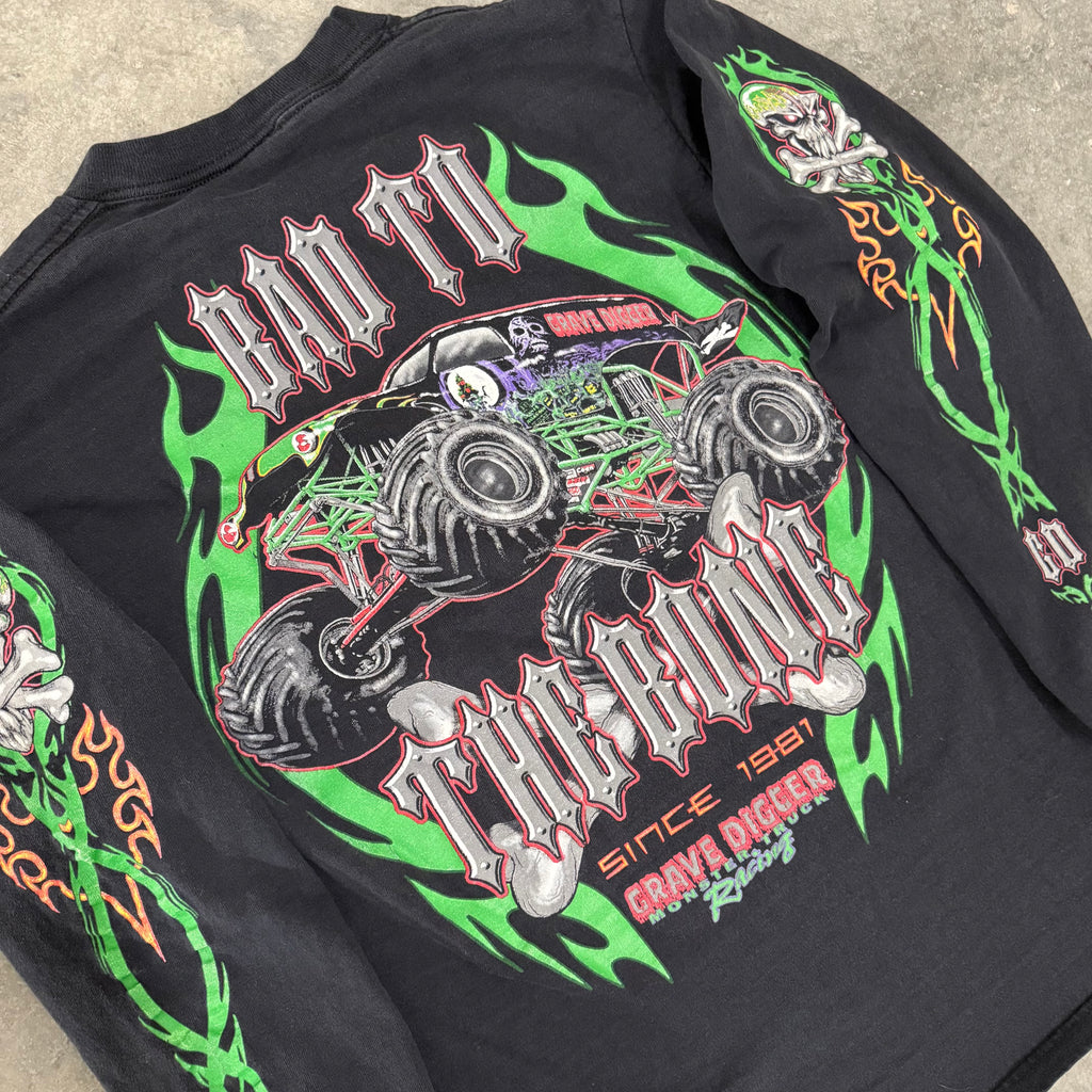 Grave digger 90’s flame long sleeve small
