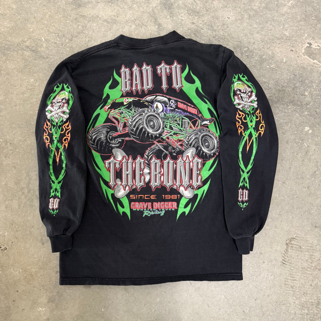 Grave digger 90’s flame long sleeve small