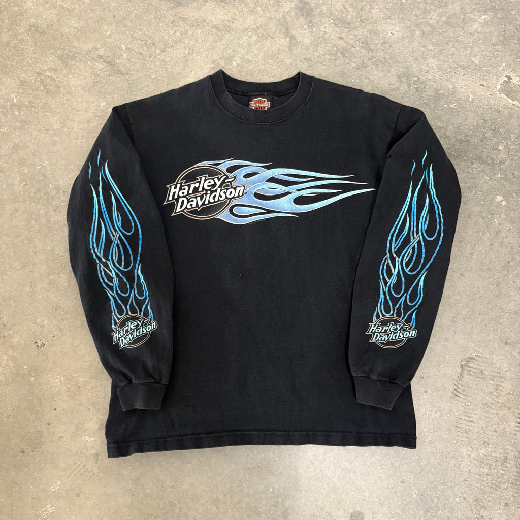 Harley Davidson 80’s blue flame ball long sleeve Medium