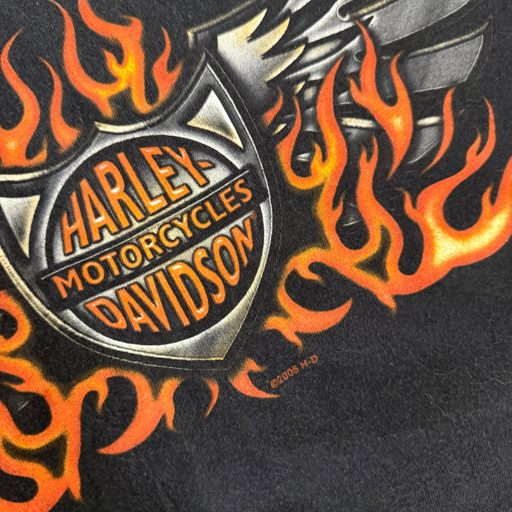 Harley Davidson vintage flame ball 90’s long sleeve Large