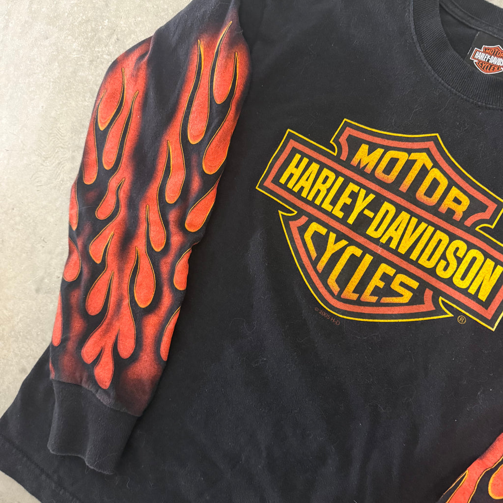Harley Davidson Inferno all over print flame long sleeve grail Small