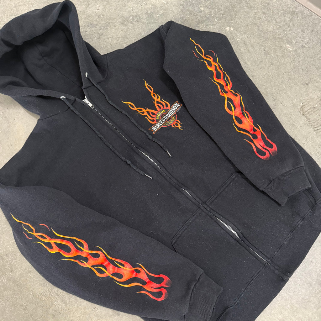 Harley Davidson grail feel the heat flame zip up 90’s Large