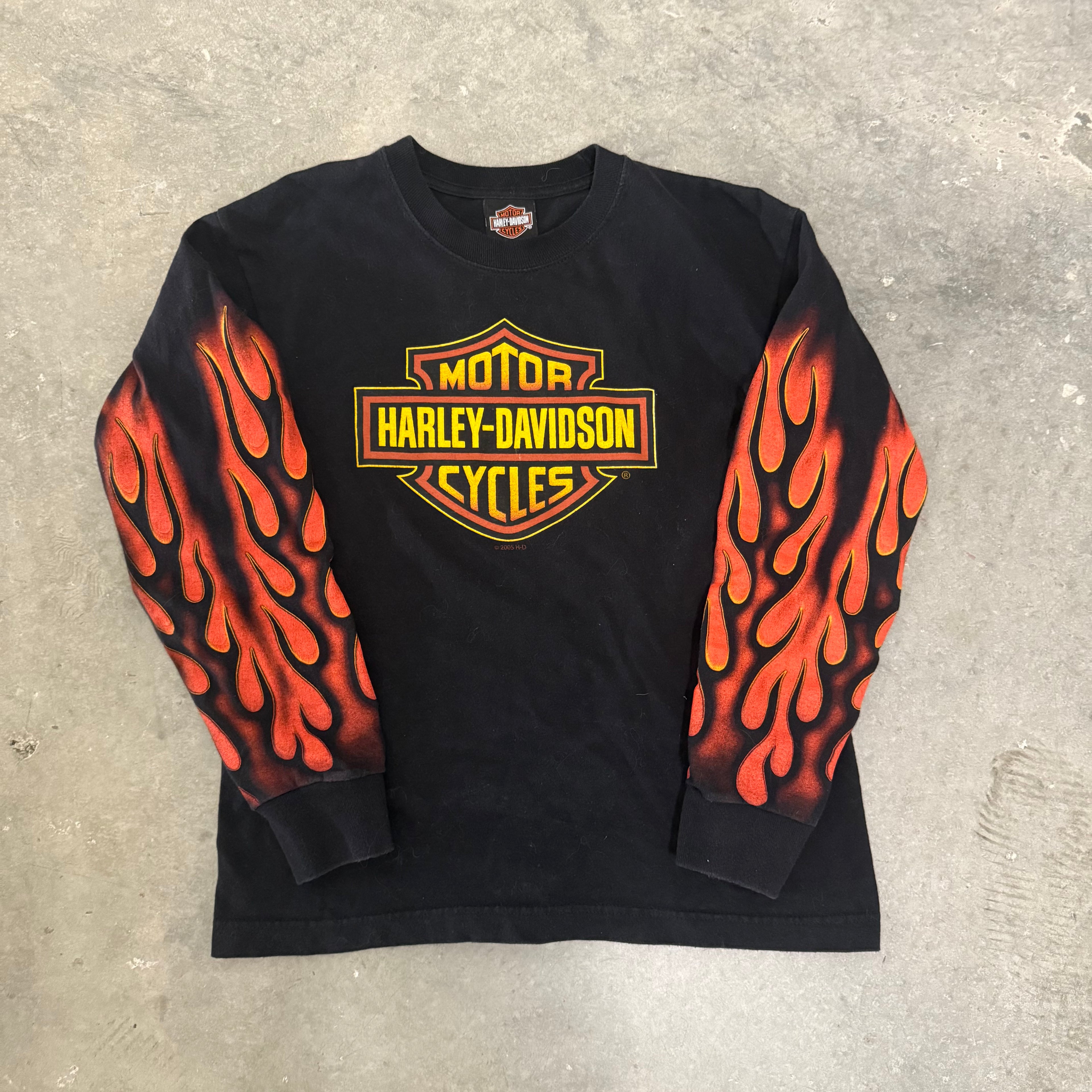 Harley Davidson Inferno all over print flame long sleeve grail Small