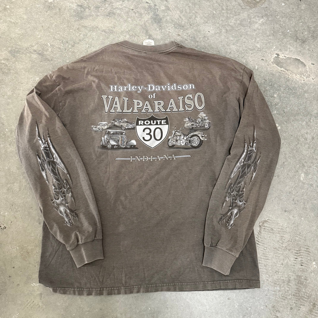 Harley Davidson vintage dragon metallic Y2K flame long sleeve XL
