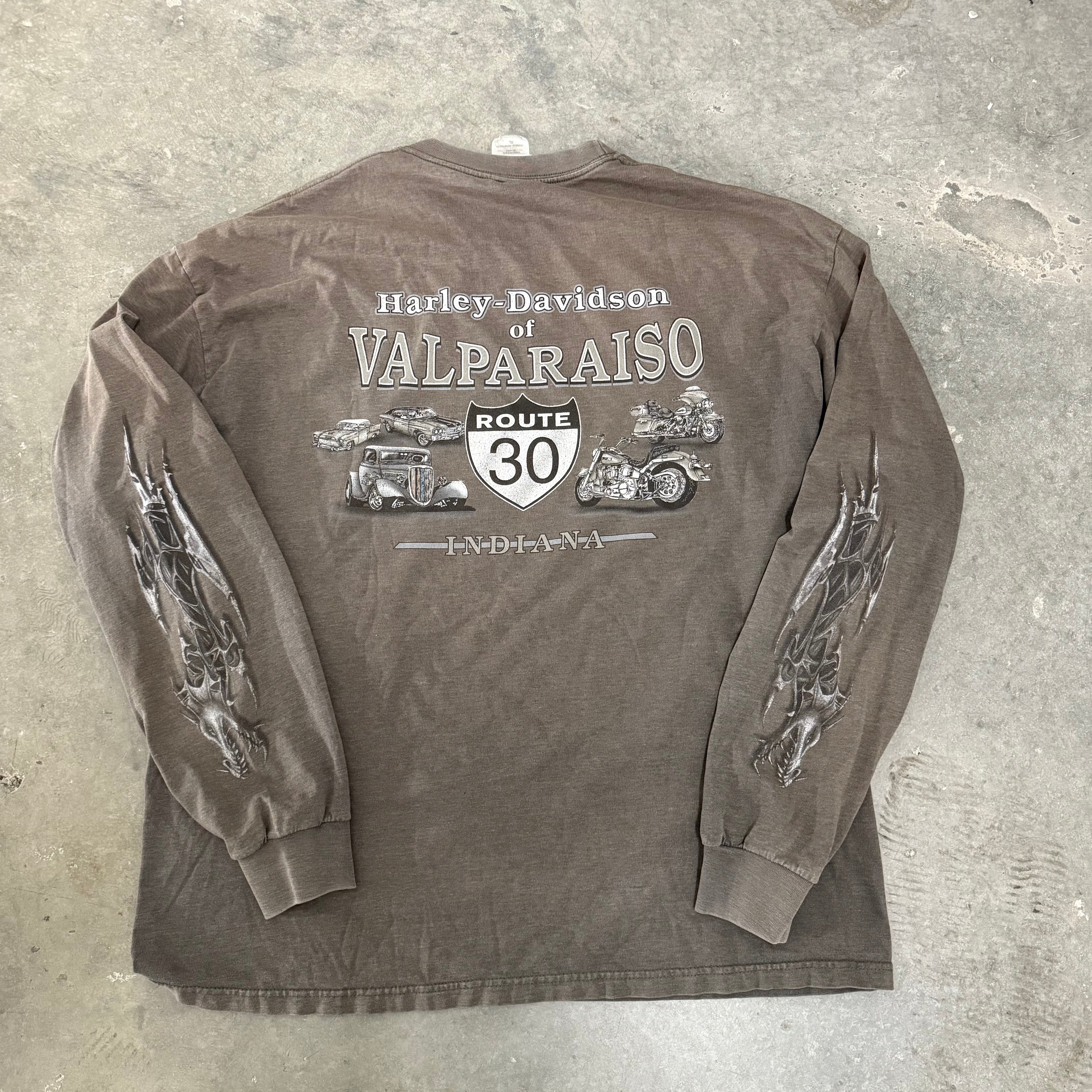 Harley Davidson vintage dragon metallic Y2K flame long sleeve XL