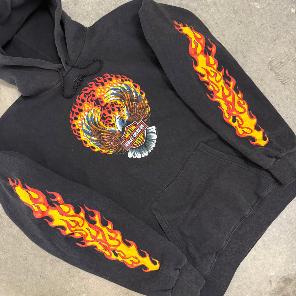 Harley Davidson GRAIL Eagle flame hoodie 90’s Large