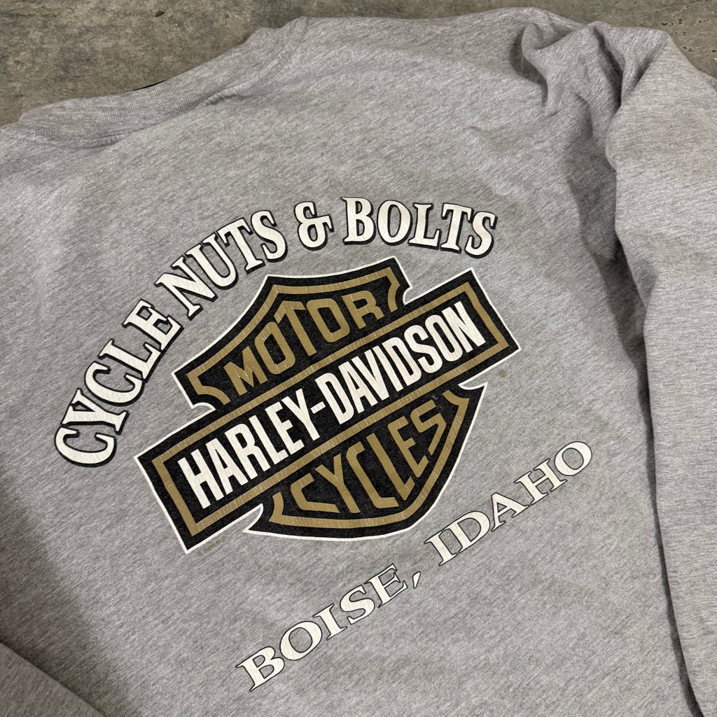 Harley Davidson blue V flame grail vintage long sleeve XXL