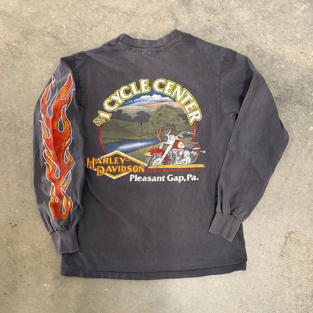 Harley Davidson 1988 fader flame shield long sleeve RARE medium
