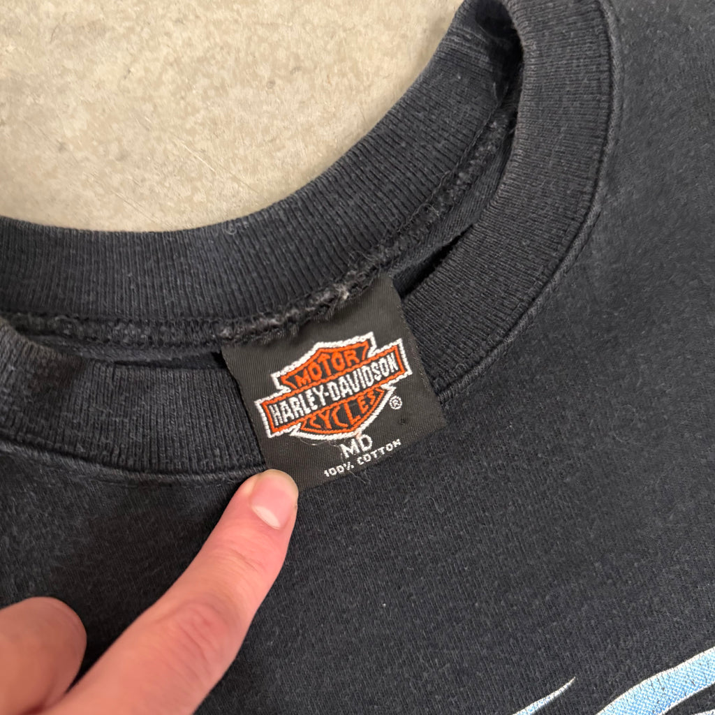 Harley Davidson 80’s blue flame ball long sleeve Medium