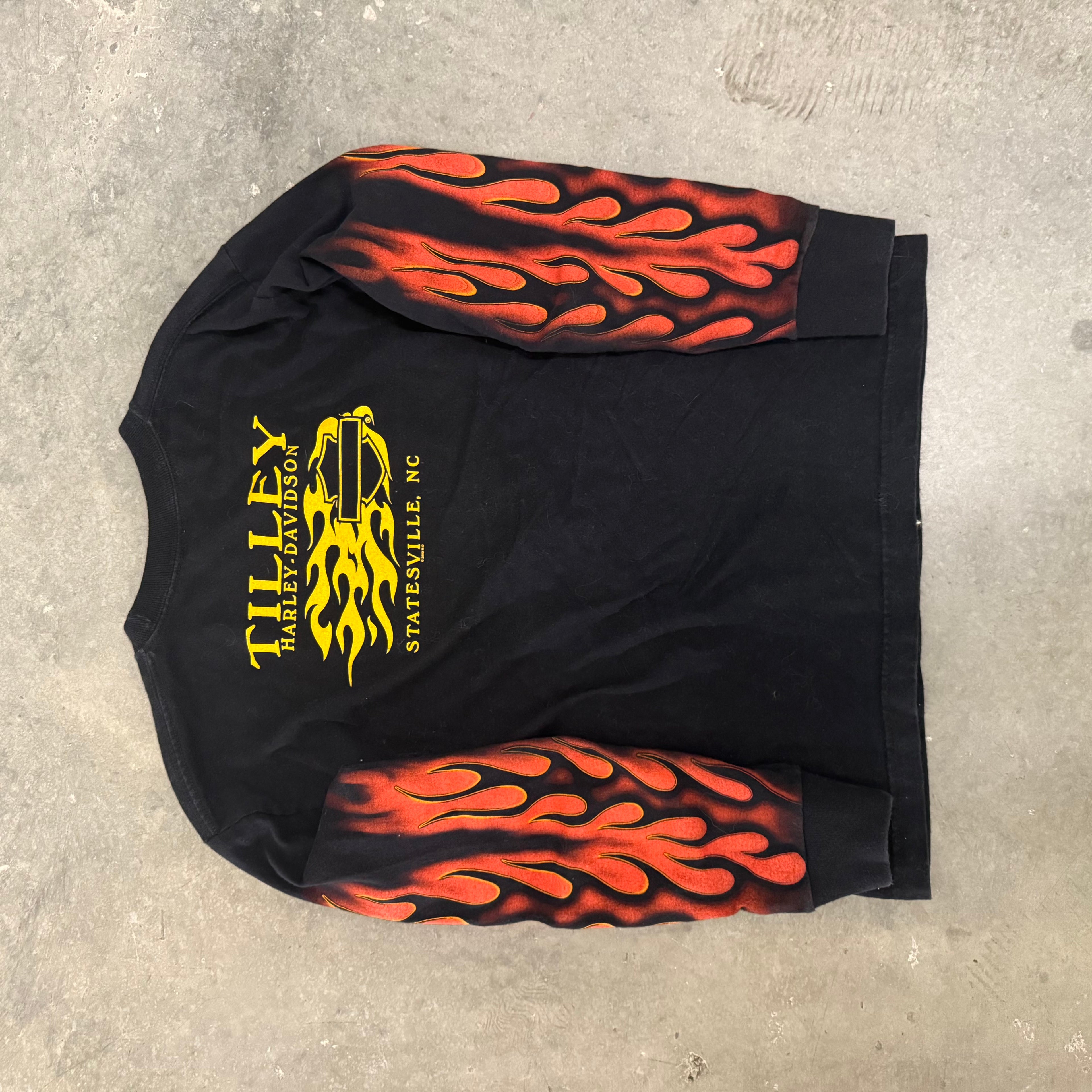 Harley Davidson Inferno all over print flame long sleeve grail Small