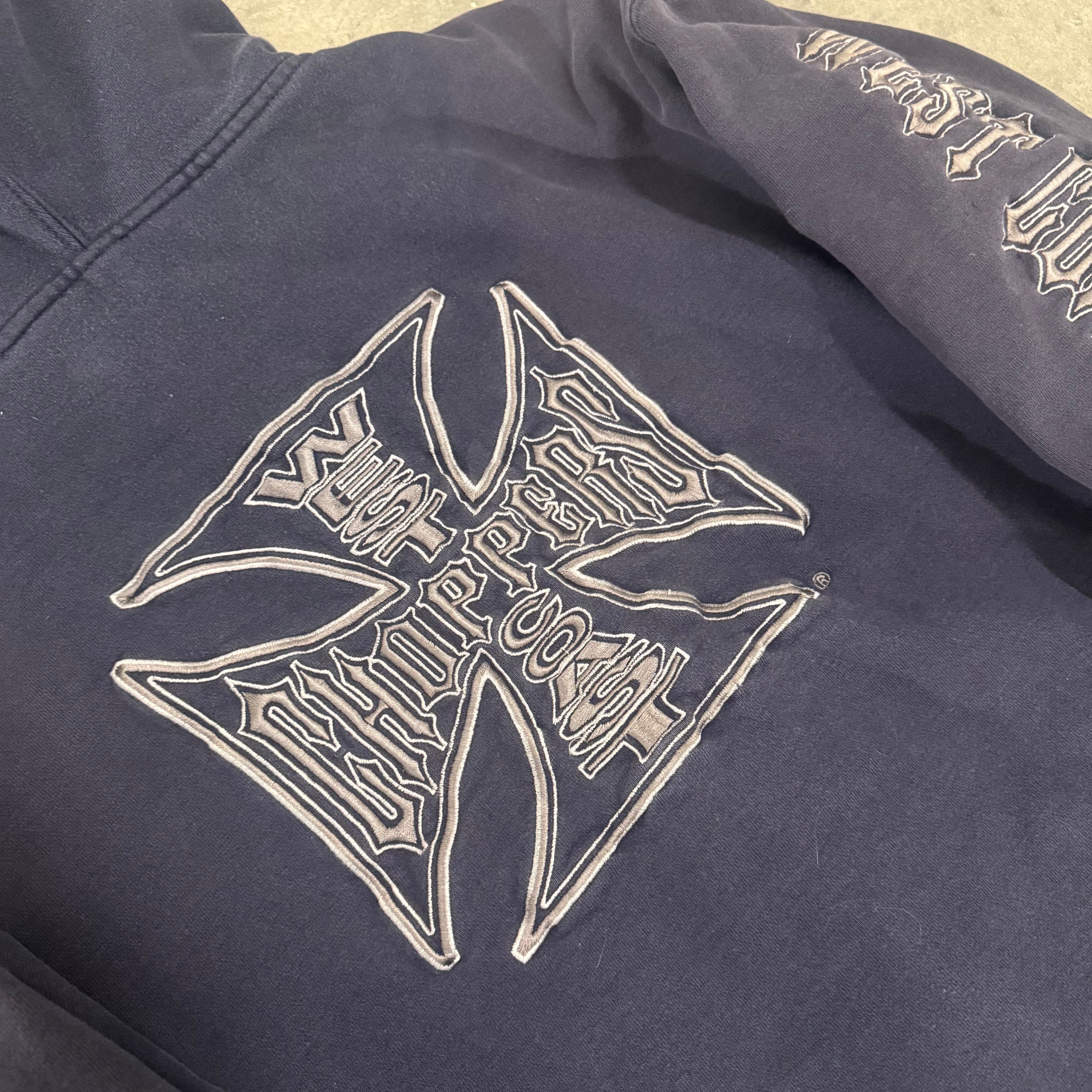 West coast choppers 90’s blue zip up GRAIL medium