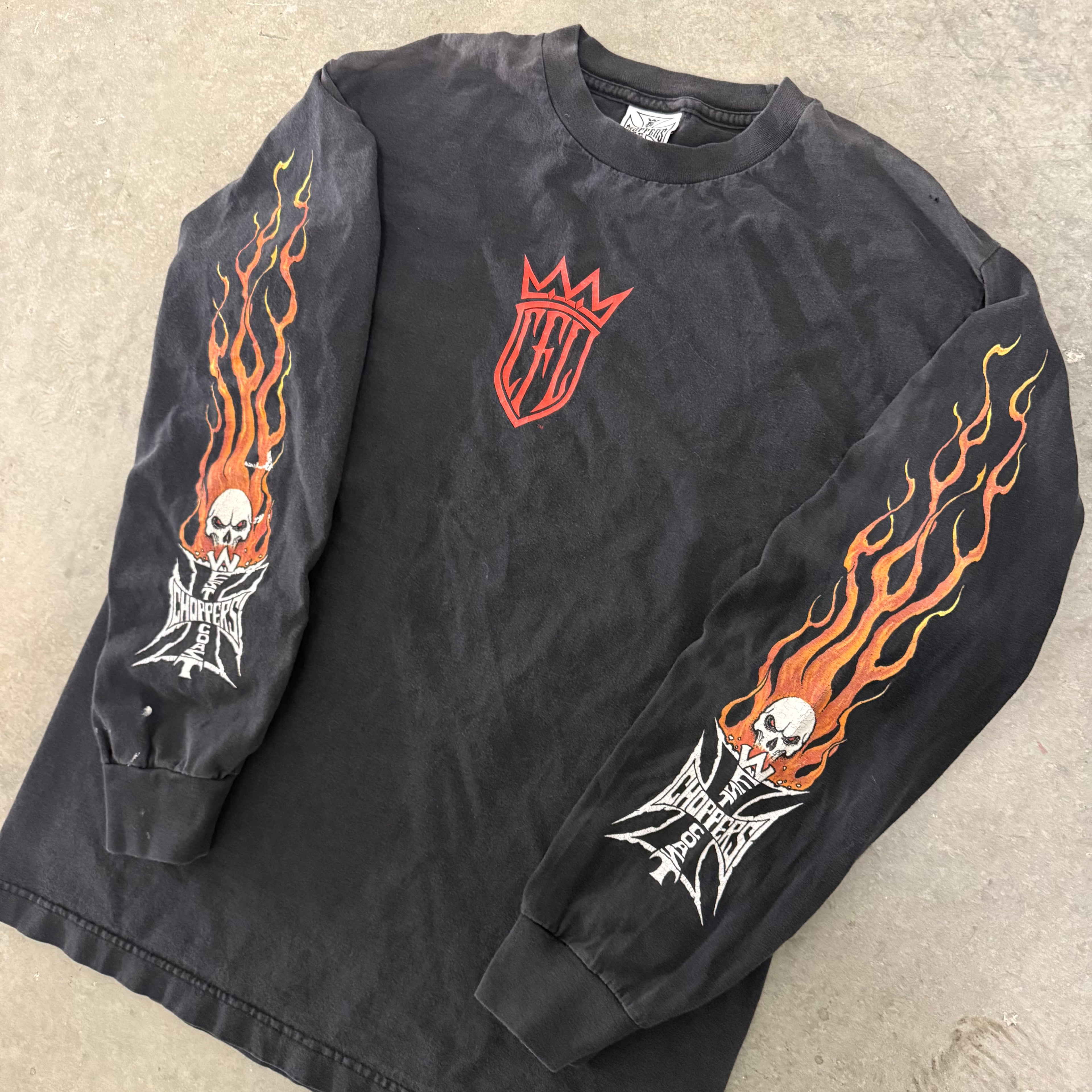 West coast choppers GRAIL Skull flame long sleeve medium