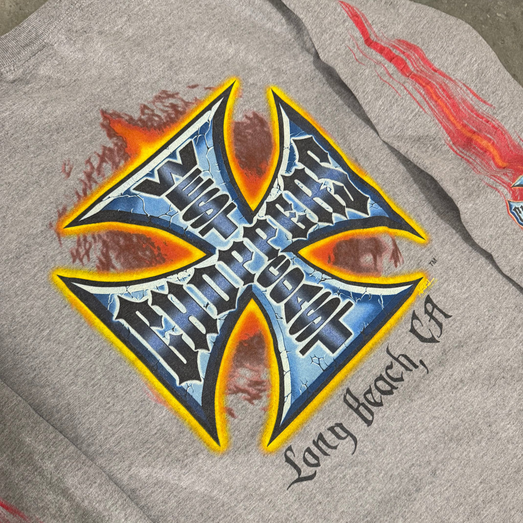 West coast choppers cross red flame long sleeve XL